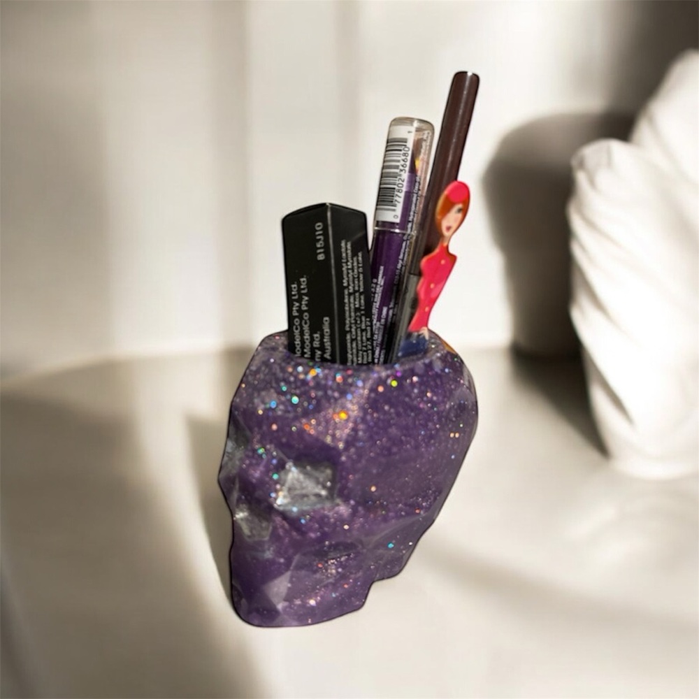 Resin Skull Makeup Holder **Multiple available** Handcrafted